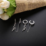 925 Silver Chain Ear Cuff Snake Charms Clip On Earrings