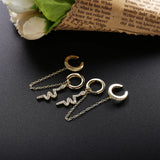 925 Silver Chain Ear Cuff Snake Charms Clip On Earrings