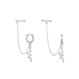 925 Silver Chain Ear Cuff Snake Charms Clip On Earrings