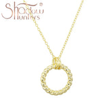 925 Silver Twist Circle Pendant Necklace Eourope Couple Jewelry