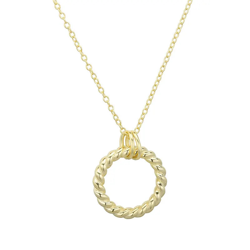 925 Silver Twist Circle Pendant Necklace Eourope Couple Jewelry