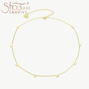 925 Silver Plated Muti-stars Necklace Femme Dating Chokers Conch