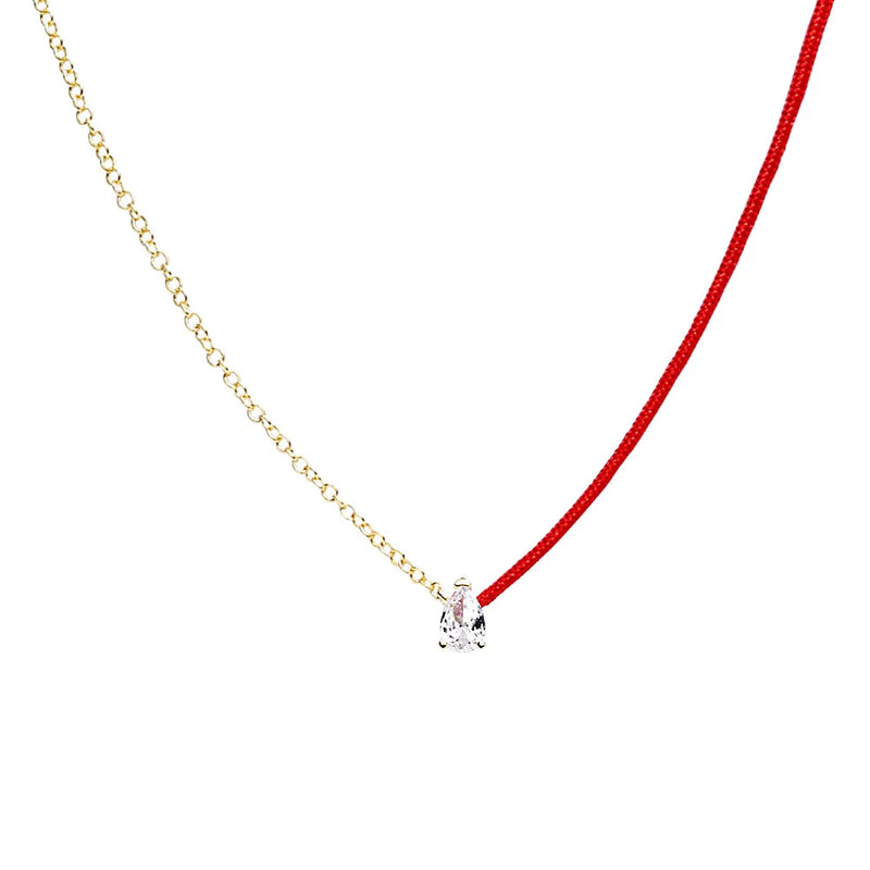 925 Silver Necklace Redine Clear Crystal Pear Charm Women Jewelry