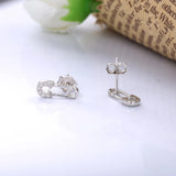925 Silver Safety Pin Stud Earrings Clear CZ Women Femme Jewelry