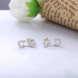 925 Silver Safety Pin Stud Earrings Clear CZ Women Femme Jewelry