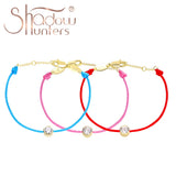925 Silver Charm Bracelet Clear Zircon Red String