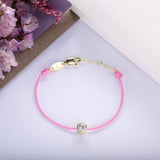 925 Silver Charm Bracelet Clear Zircon Red String
