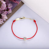 925 Silver Charm Bracelet Clear Zircon Red String