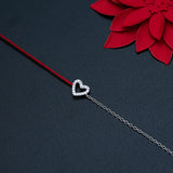 Sterling Silver Red String Bracelet Zircon Heart Charm Love Gift