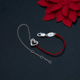 Sterling Silver Red String Bracelet Zircon Heart Charm Love Gift