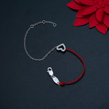 Sterling Silver Red String Bracelet Zircon Heart Charm Love Gift