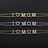 925 Silver Letter Bracelet With CZ Adjustable Two Rows Chains
