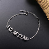 925 Silver Letter Bracelet With CZ Adjustable Two Rows Chains