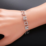 925 Silver Letter Bracelet With CZ Adjustable Two Rows Chains
