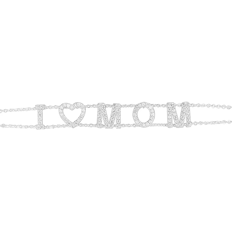 925 Silver Letter Bracelet With CZ Adjustable Two Rows Chains