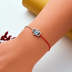 925 Silver Lucky Evil Palm Eye Bracelet Red String Protection