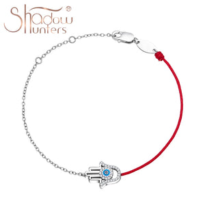 925 Silver Lucky Evil Palm Eye Bracelet Red String Protection