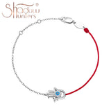 925 Silver Lucky Evil Palm Eye Bracelet Red String Protection