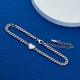 925 Silver Bracelet Red Enamel Heart Charm Adjustable Chain