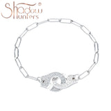 925 Sterling Silver Handcuffs Link Bracelet for Men & Women