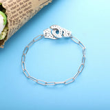 925 Sterling Silver Handcuffs Link Bracelet for Men & Women