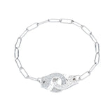 925 Sterling Silver Handcuffs Link Bracelet for Men & Women