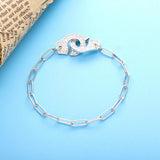 925 Sterling Silver Handcuffs Link Bracelet for Men & Women