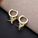 925 Silver Dino Drop Earrings Animal Pendant Hoop Jewelry