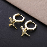 925 Silver Dino Drop Earrings Animal Pendant Hoop Jewelry