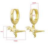 925 Silver Dino Drop Earrings Animal Pendant Hoop Jewelry