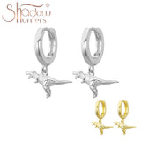 925 Silver Dino Drop Earrings Animal Pendant Hoop Jewelry