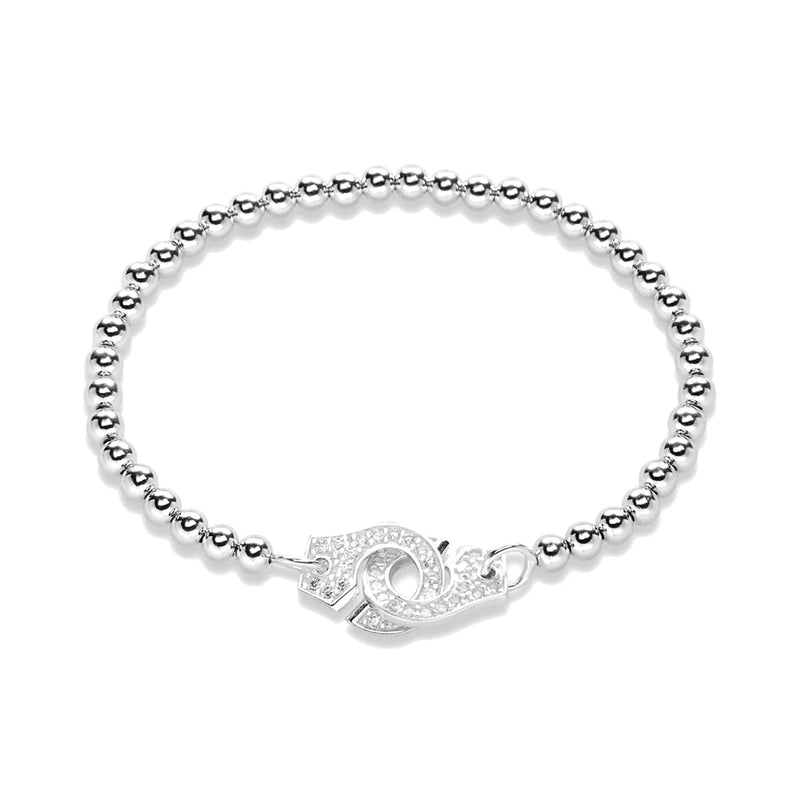 925 Silver Bracelet Handcuff Clasp Zircon High Women Ball Chain Jewelry Menottes