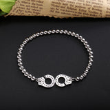 925 Silver Bracelet Handcuff Clasp Zircon High Women Ball Chain Jewelry Menottes