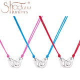 925 Silver Handcuffs Charms Necklace Rope Adjustable Length Europe Jewelry