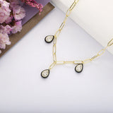 925 Silver Pear Pendant Necklace Choker Crystal Women Jewelry