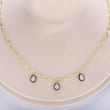 925 Silver Pear Pendant Necklace Choker Crystal Women Jewelry