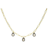 925 Silver Pear Pendant Necklace Choker Crystal Women Jewelry