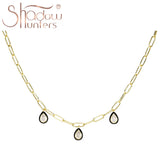 925 Silver Pear Pendant Necklace Choker Crystal Women Jewelry
