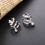 925 Silver Three-Row Earrings with Hanging Orange Zircon Engagement Studs