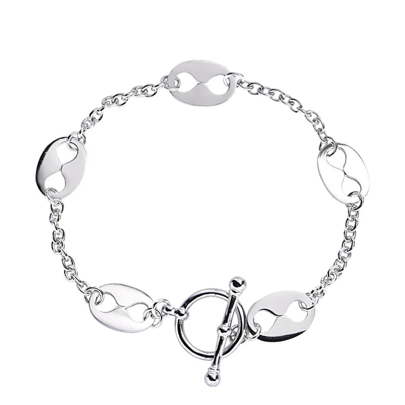 925 Silver Coffee Bean Bracelet Nautical Link