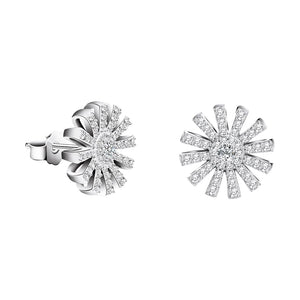925 Silver Sun Flower Stud Earrings Zircon Gift For Girls