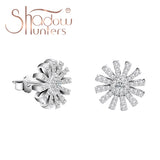 925 Silver Sun Flower Stud Earrings Zircon Gift For Girls