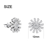 925 Silver Sun Flower Stud Earrings Zircon Gift For Girls