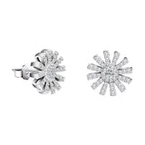925 Silver Sun Flower Stud Earrings Zircon Gift For Girls