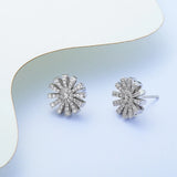 925 Silver Sun Flower Stud Earrings Zircon Gift For Girls