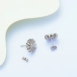 925 Silver Sun Flower Stud Earrings Zircon Gift For Girls
