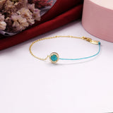 925 Silver Turquoise Bracelet Half Chain Natural Stone Jewelry