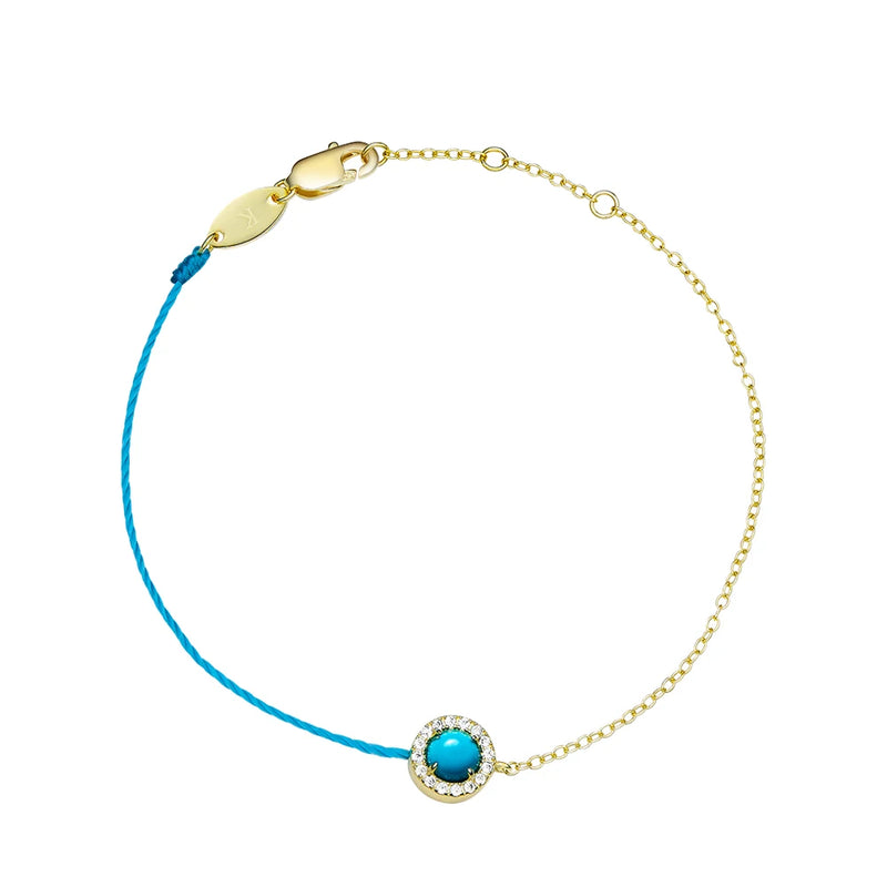 925 Silver Turquoise Bracelet Half Chain Natural Stone Jewelry