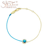 925 Silver Turquoise Bracelet Half Chain Natural Stone Jewelry