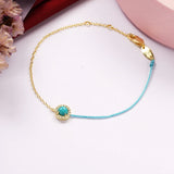 925 Silver Turquoise Bracelet Half Chain Natural Stone Jewelry
